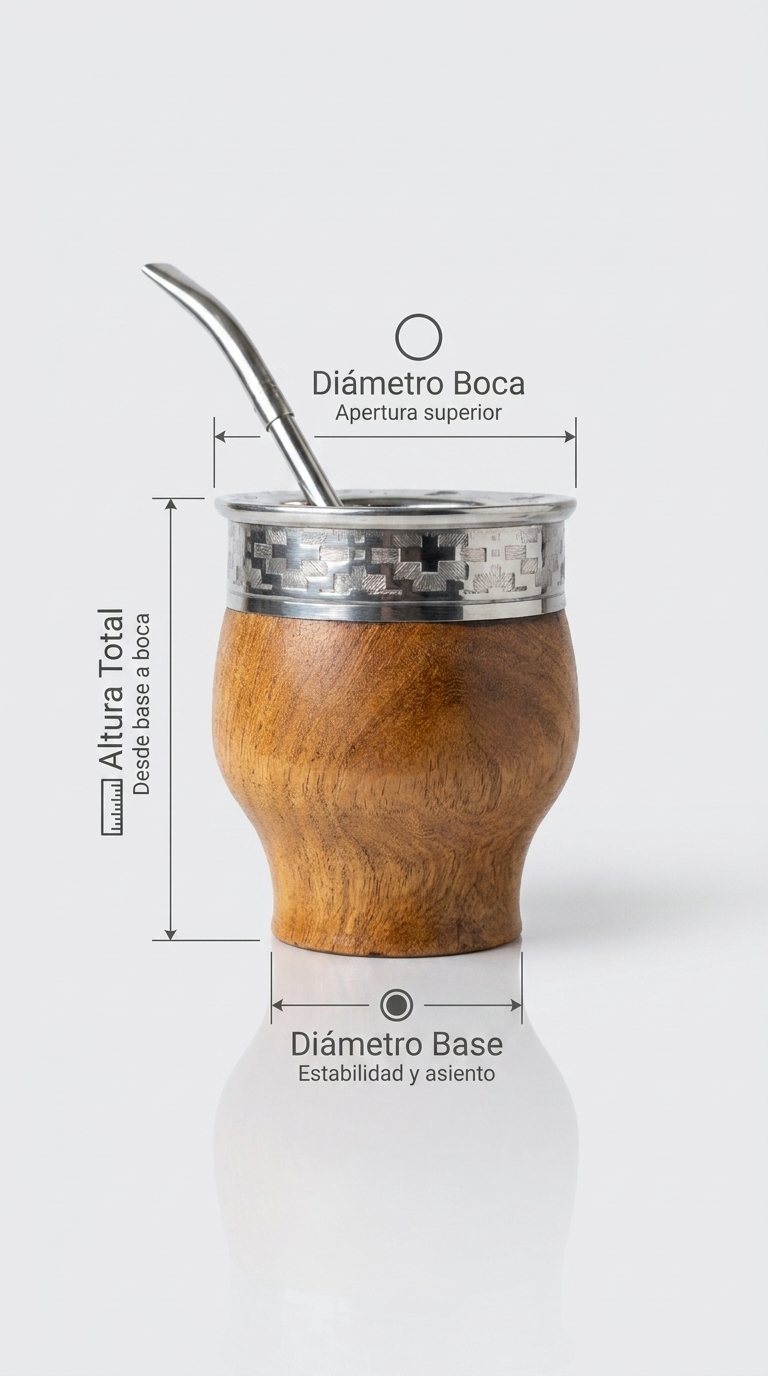 Infografía profesional de dimensiones del mate